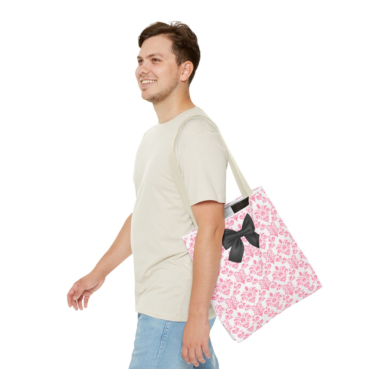 Pink & Black Damask Tote