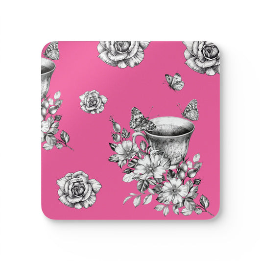 Vintage Pink Teacup Coaster Set