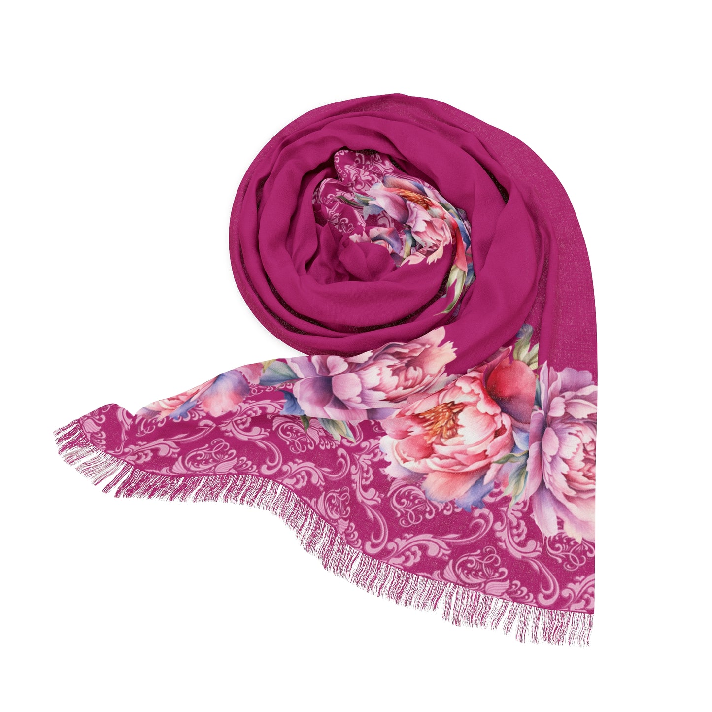 Dark Pink Floral Scarf