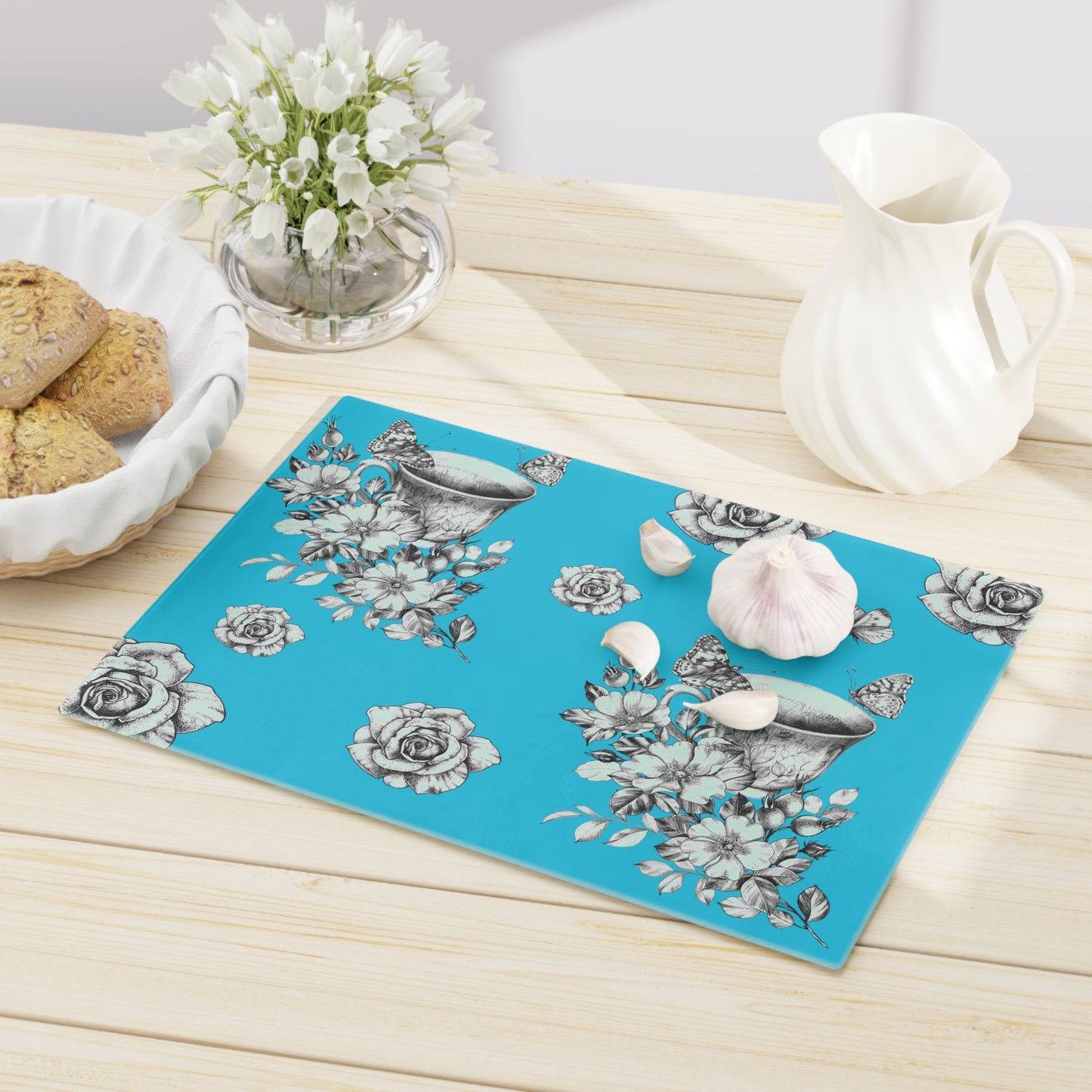 Vintage Cup Cutting Board-Teal