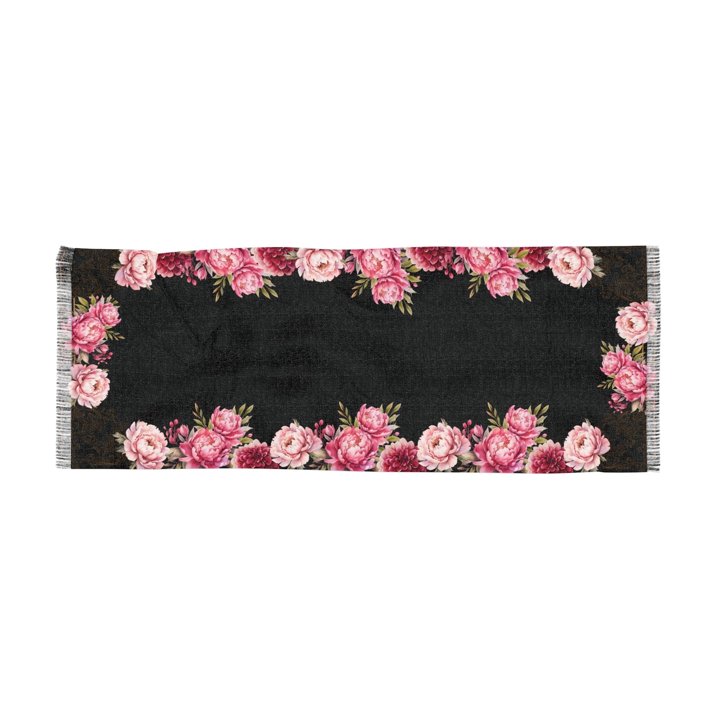 Pink&Red Rose Scarf(Black)