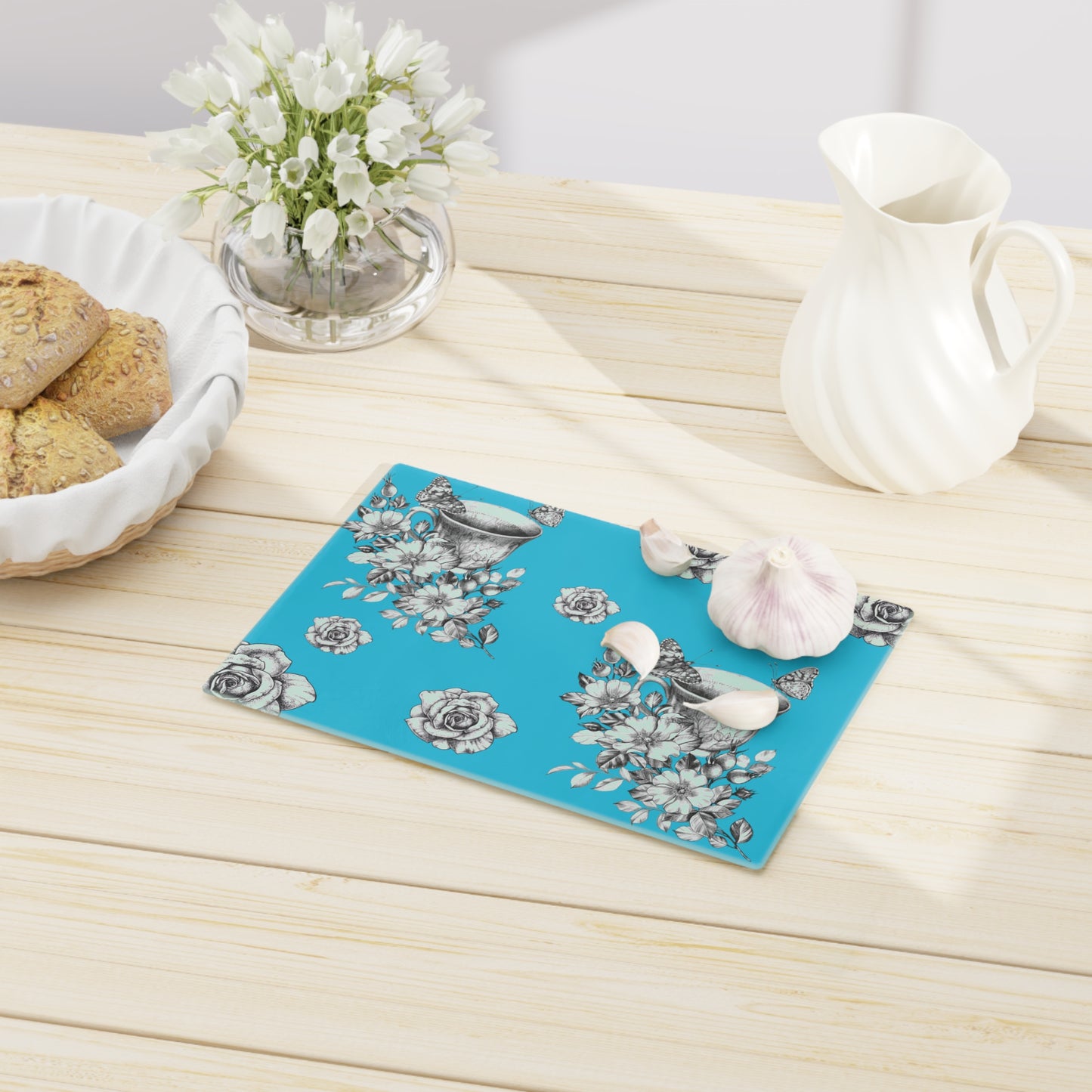 Vintage Cup Cutting Board-Teal