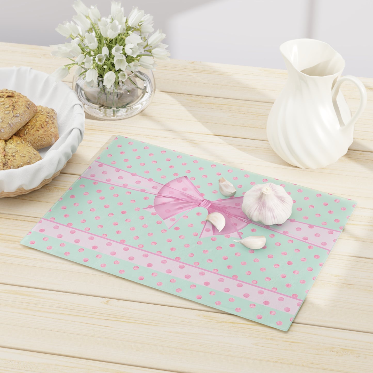 Pink Bow Cutting Board