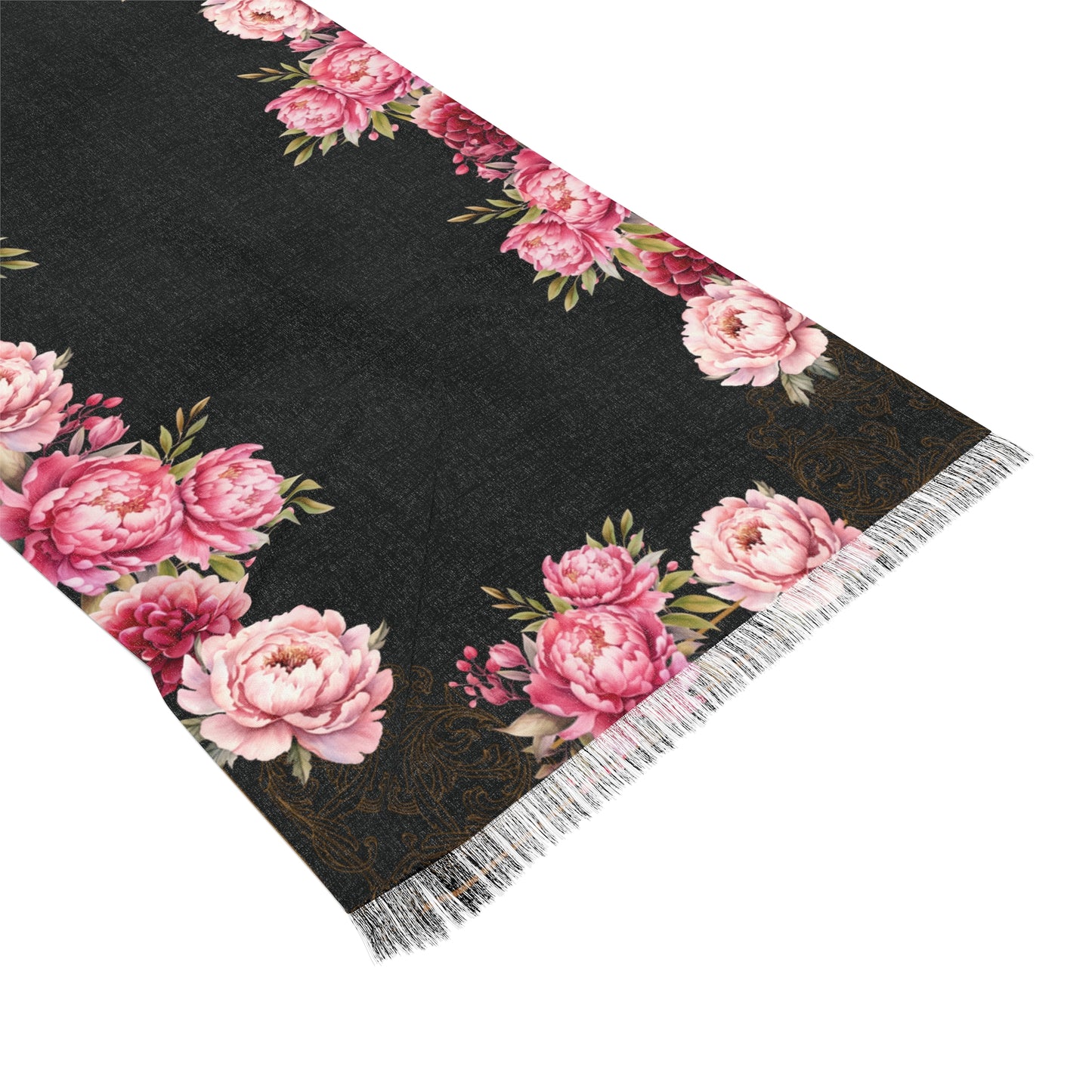 Pink&Red Rose Scarf(Black)