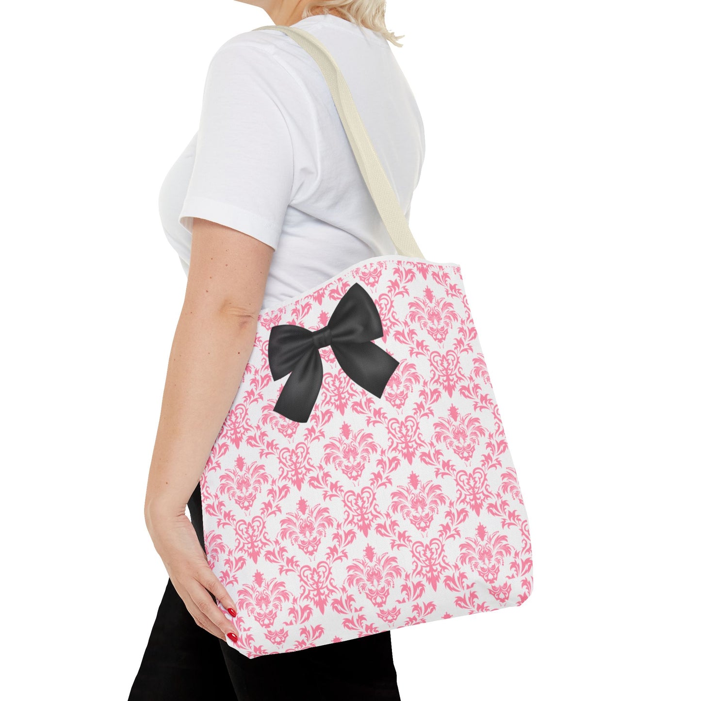 Pink & Black Damask Tote