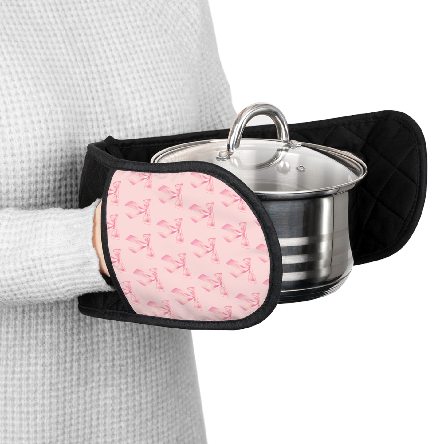 Pink Bow Oven Mitts