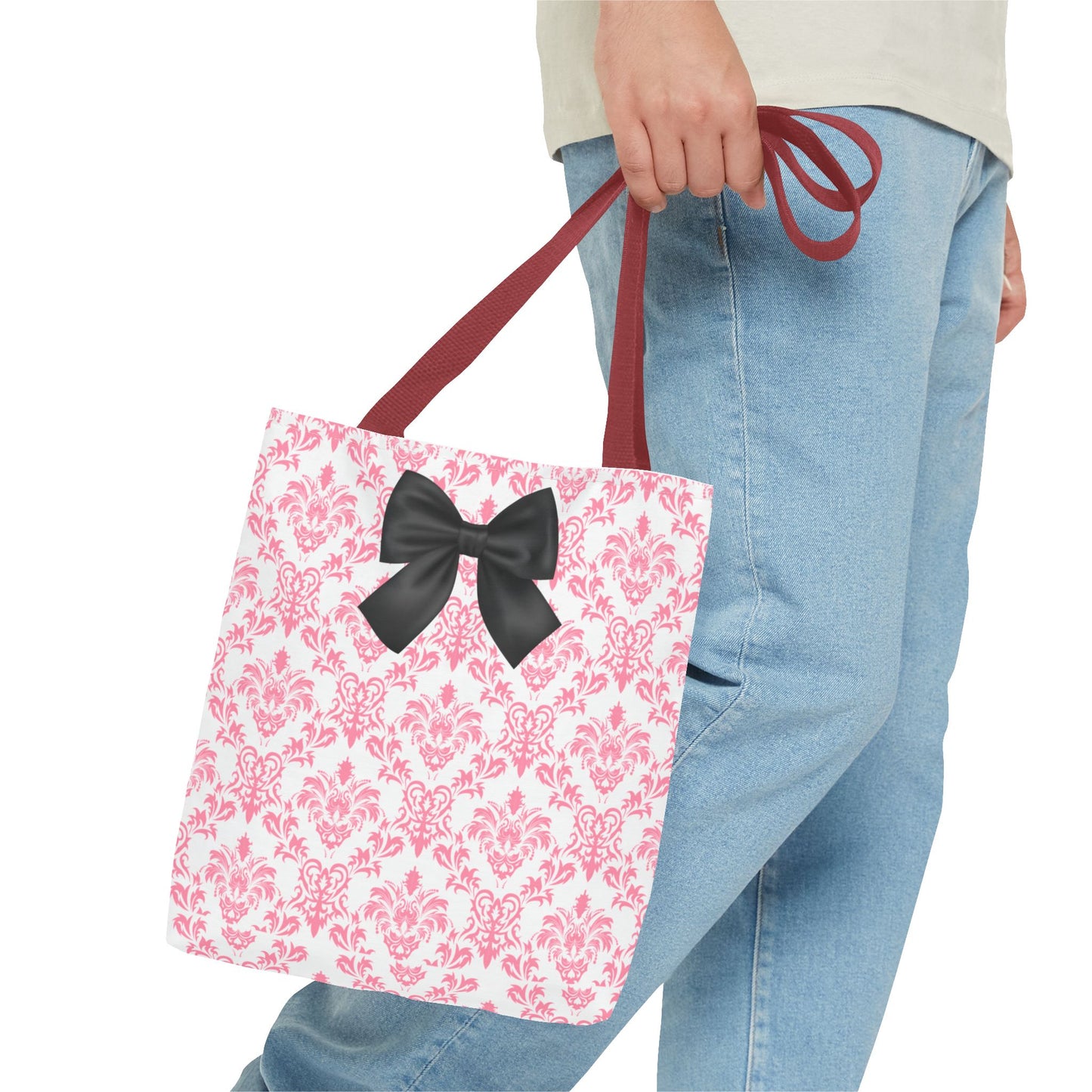 Pink & Black Damask Tote