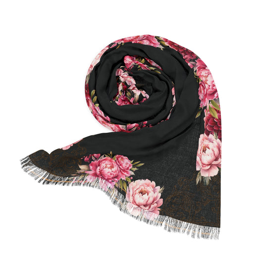 Pink&Red Rose Scarf(Black)