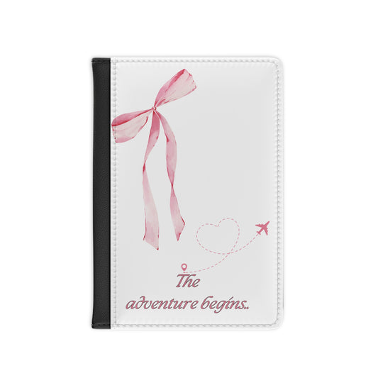 Pink Bow Passport Holder-White