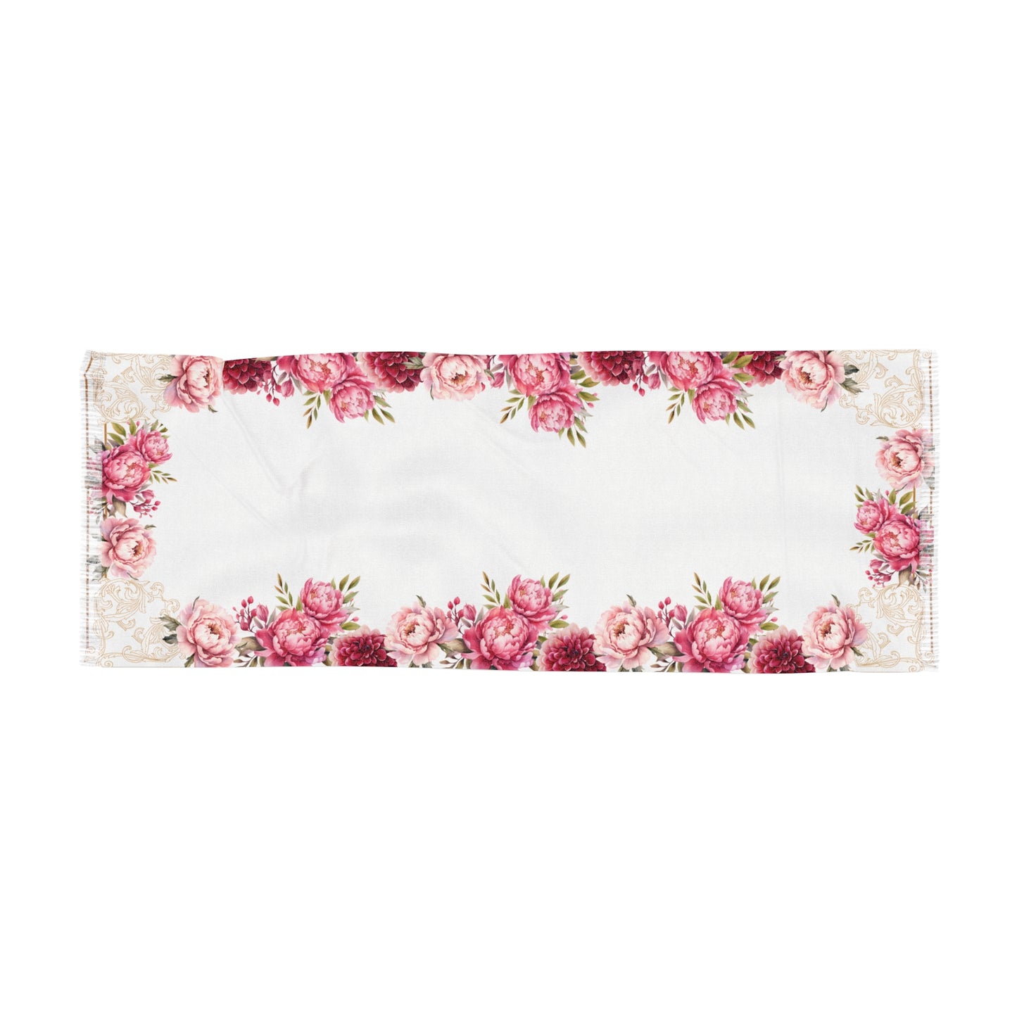 Pink&Red Rose Scarf(White)