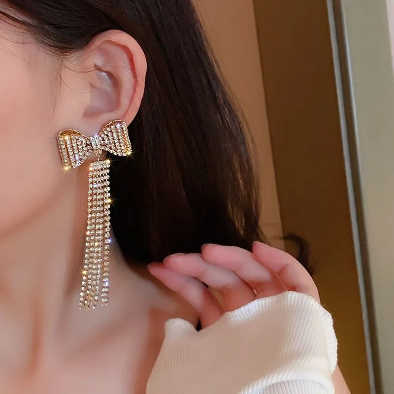 Bow Tassel Drop Earrings