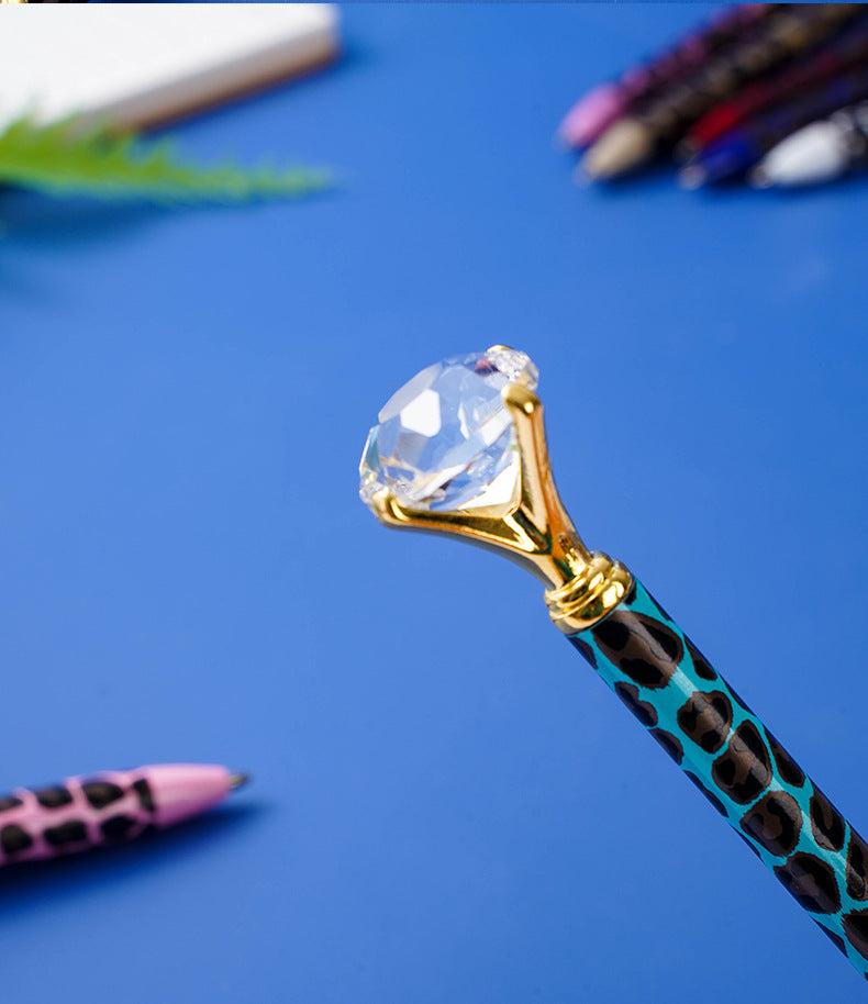 Leopard diamond metal ballpoint pen