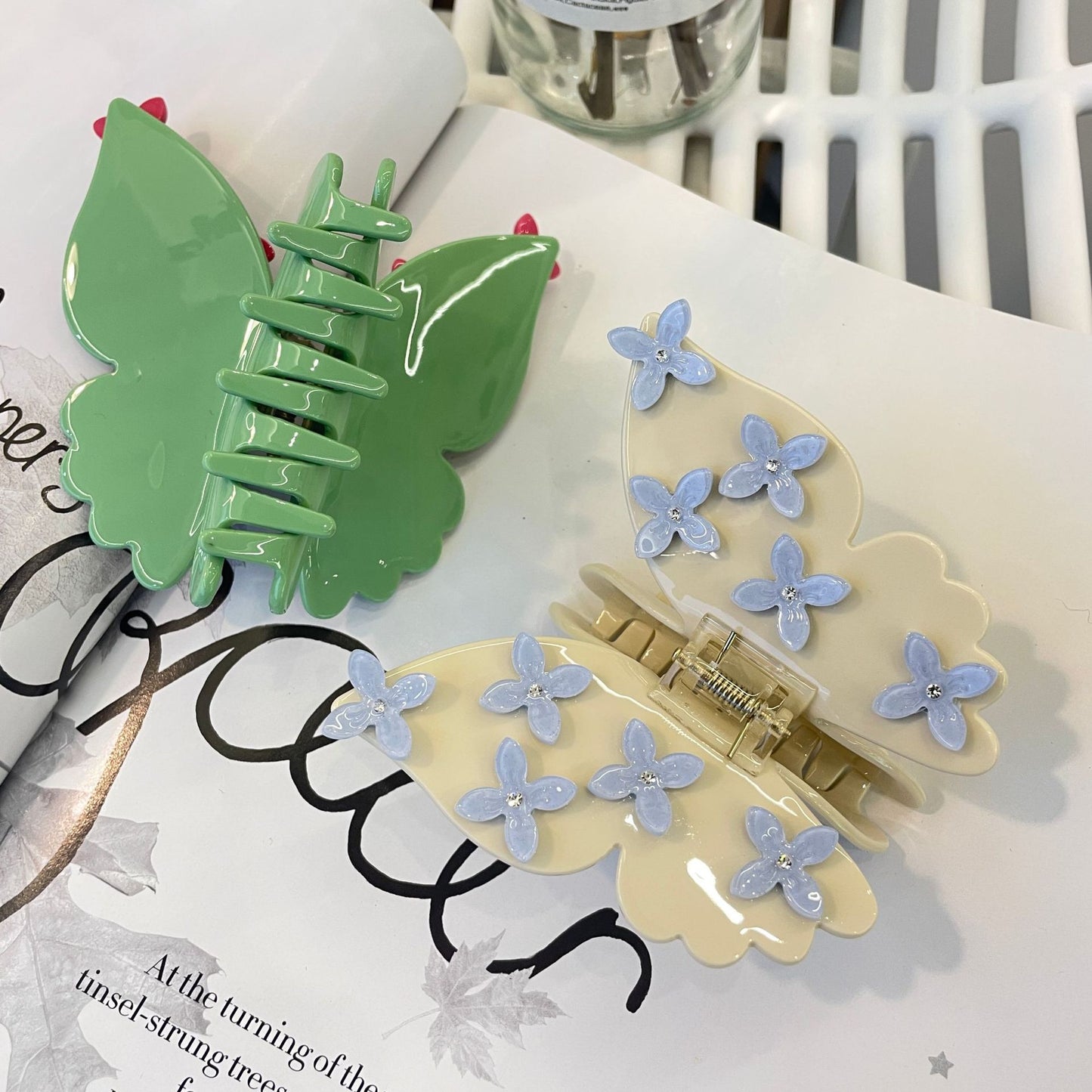 Flower butterfly hairclip