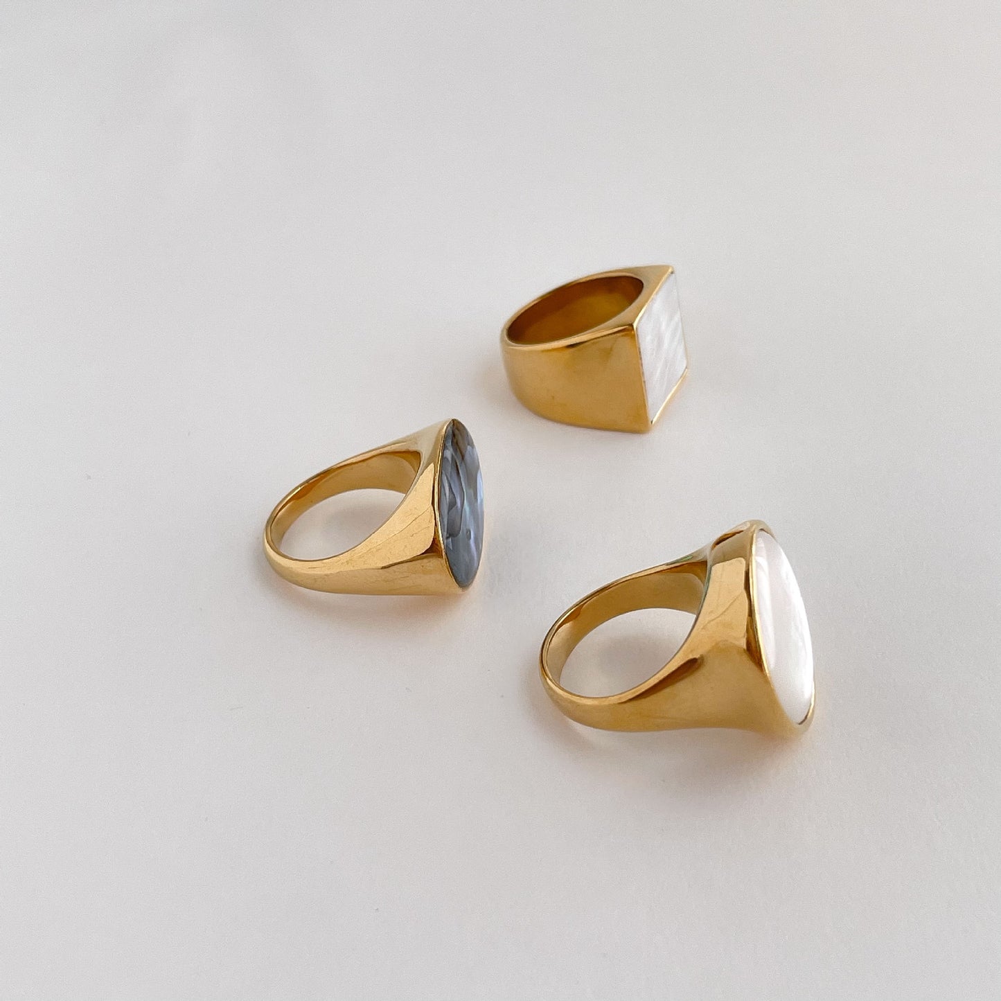 Round titanium steel inlay shell rings