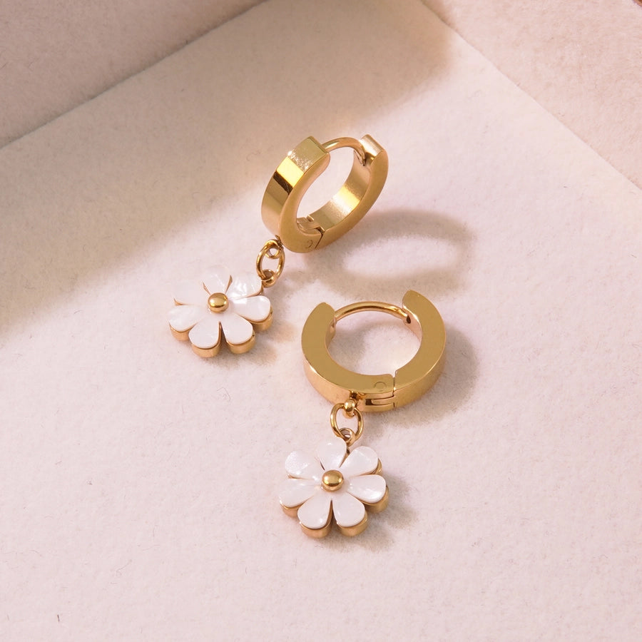 Jewelry Princess Cute Sweet Flower 304 Stainless Steel 18K Gold Plated Bracelets Earrings Necklace