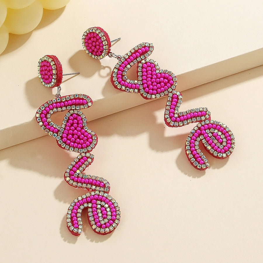 Heart Beaded Drop Earrings