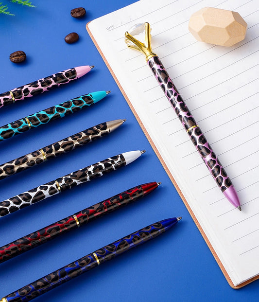 Leopard diamond metal ballpoint pen