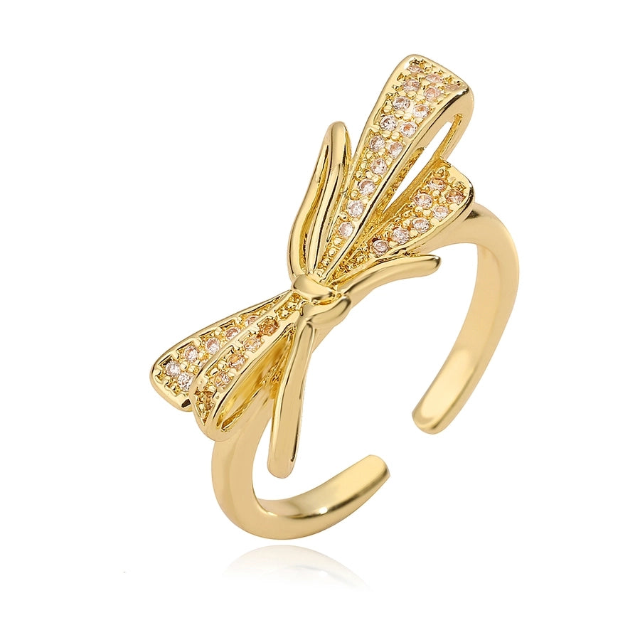 Zircon Bow Ring (18k Gold Plated)