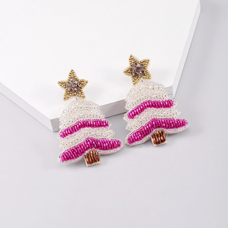 Holiday PINK Tree Drop Earrings