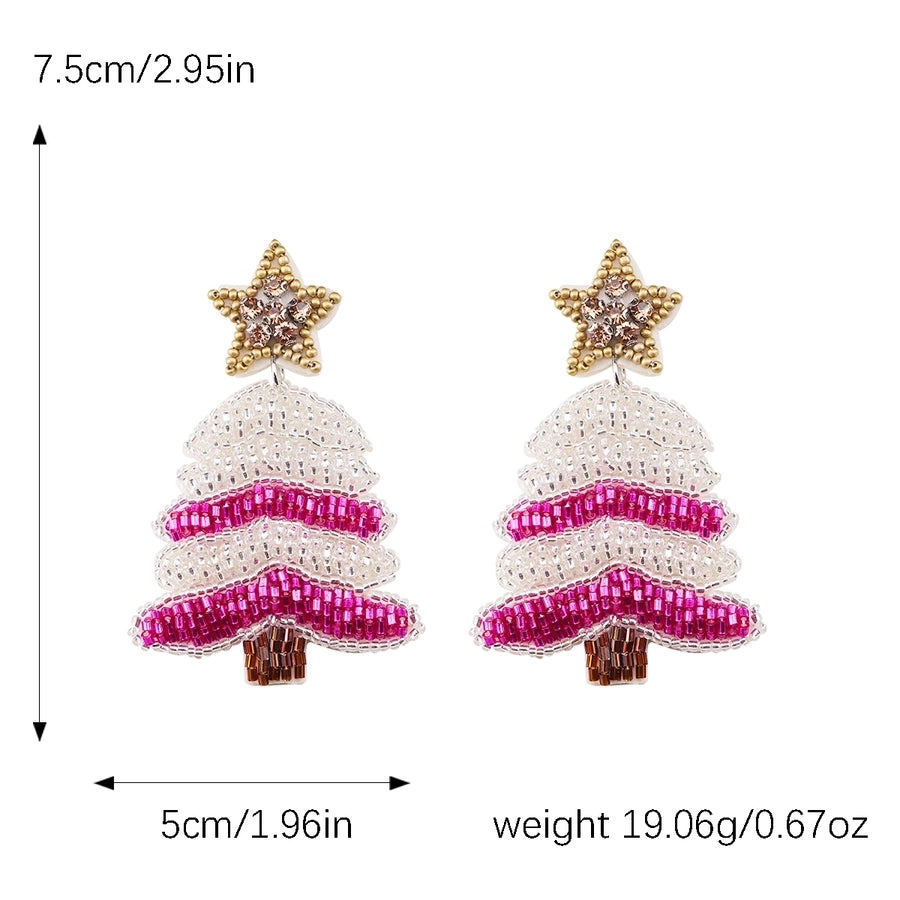 Holiday PINK Tree Drop Earrings