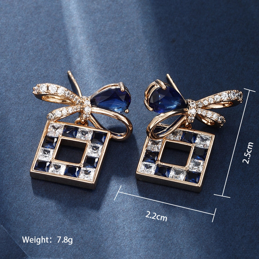 Square Bowknot drop earrings (18k gold plated)