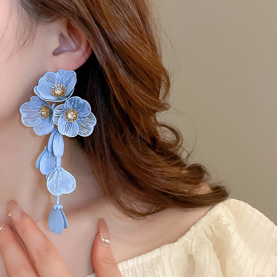 Flower Petal Tassel Earrings