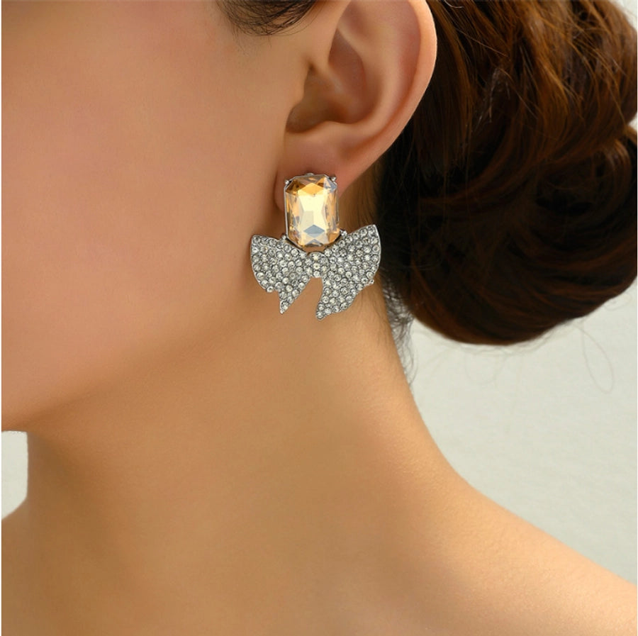 Stone and Rhinestones Bow ear studs