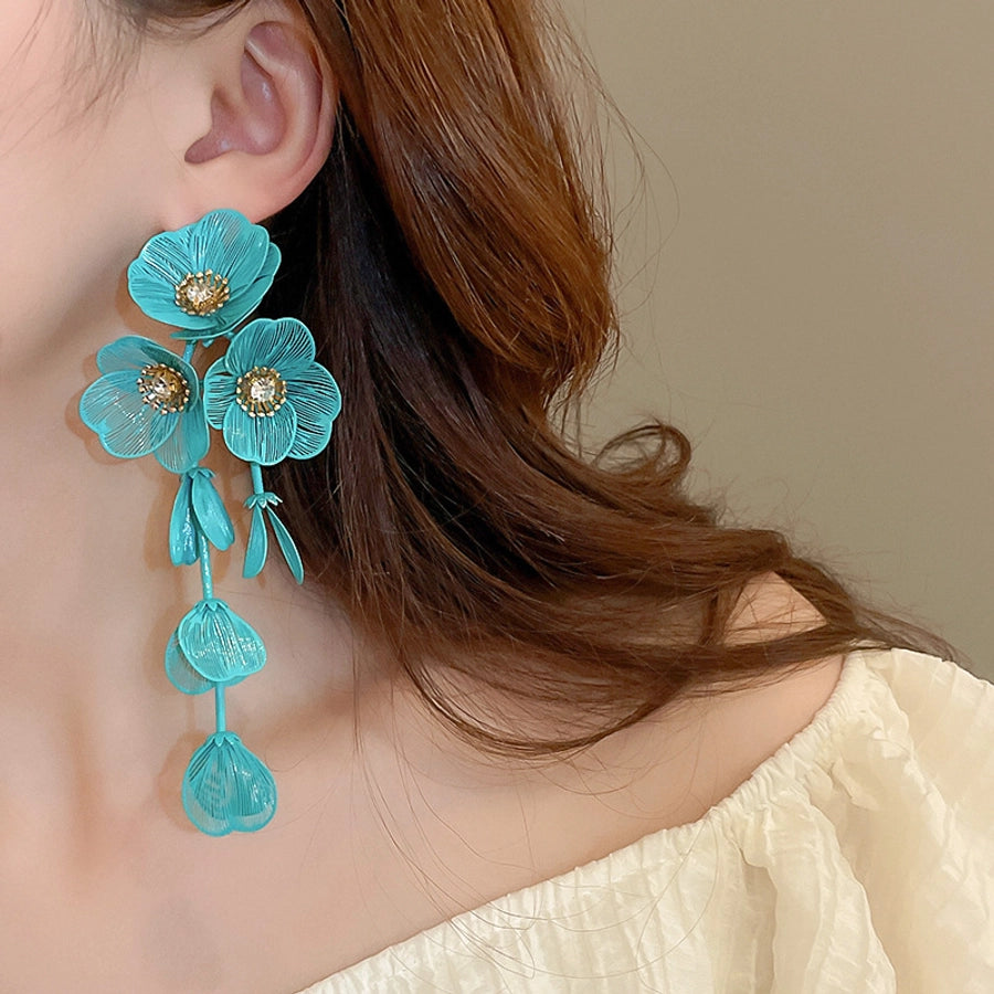 Flower Petal Tassel Earrings