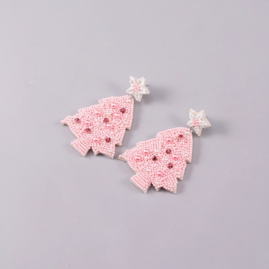 Holiday PINK Tree Drop Earrings