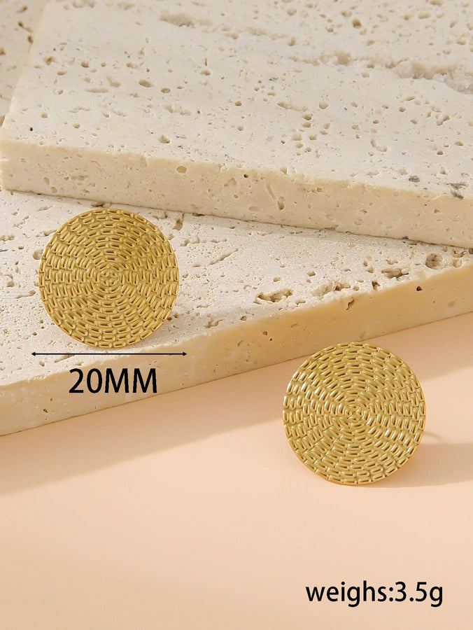 Vintage Circle Ear Studs (18K Gold Plated)