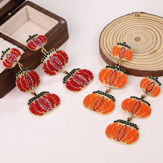 Pumpkin Bead Drop Earrings