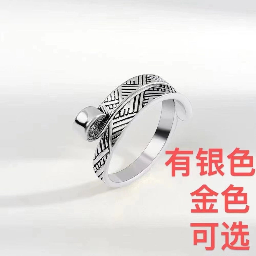 hot sale  hook line geometric cat ring opening adjustable animal ring knitted jewelry with line