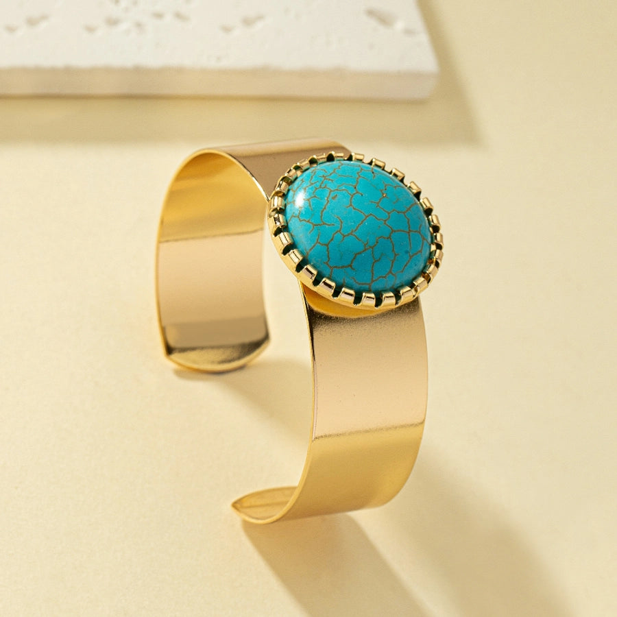 retro ethnic style round turquoise alloy  cuff bracelets