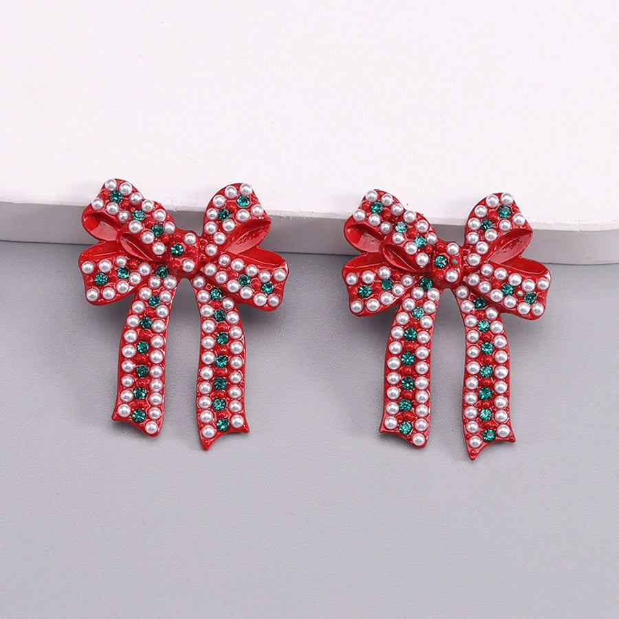 Bowknot enamel ear studs