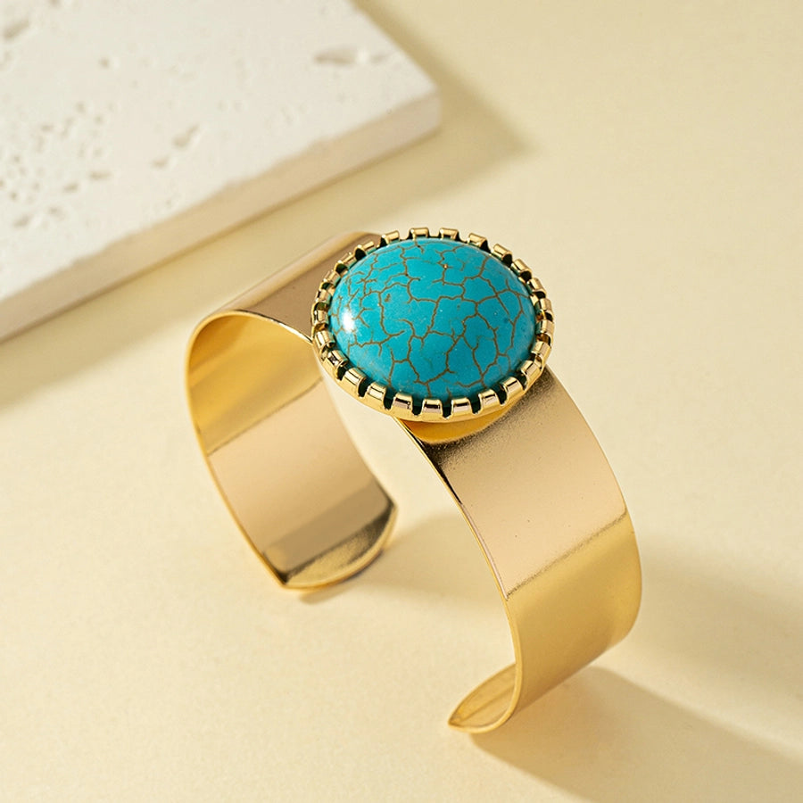 retro ethnic style round turquoise alloy  cuff bracelets