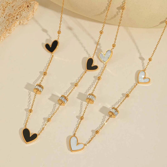 Hearts & Stones Necklace (18K Gold Plated)