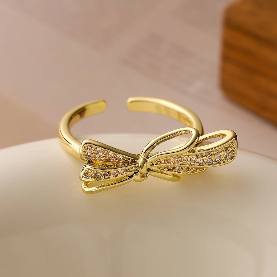 Zircon Bow Ring (18k Gold Plated)