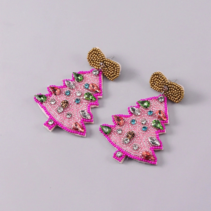 Holiday PINK Tree Drop Earrings