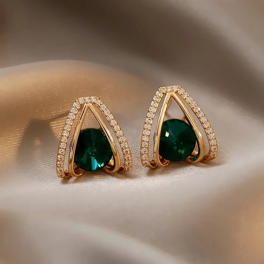 Green Rhinestones earrings