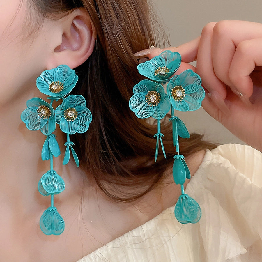 Flower Petal Tassel Earrings