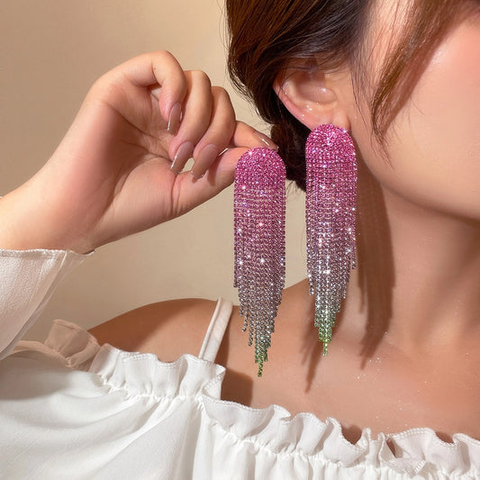 Geometric Rhinestone Drop Earrings