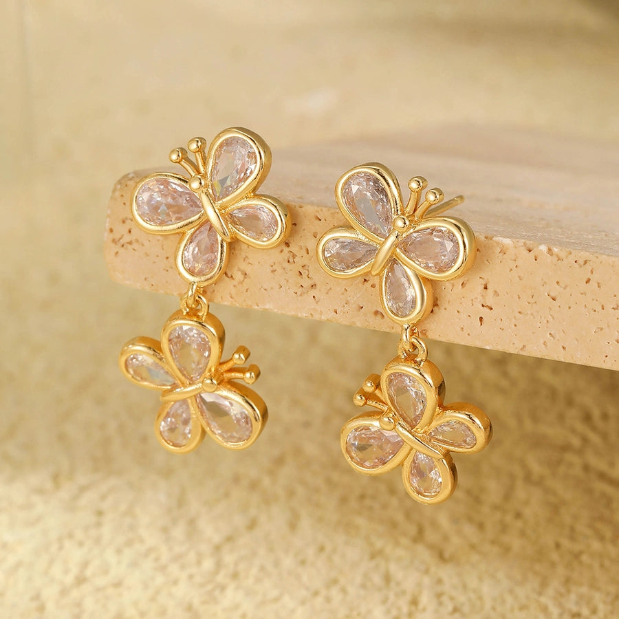 Butterfly Zircon Drop Earrings