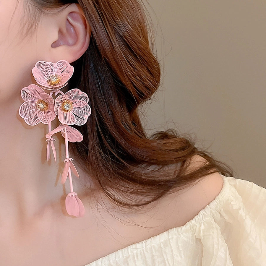 Flower Petal Tassel Earrings