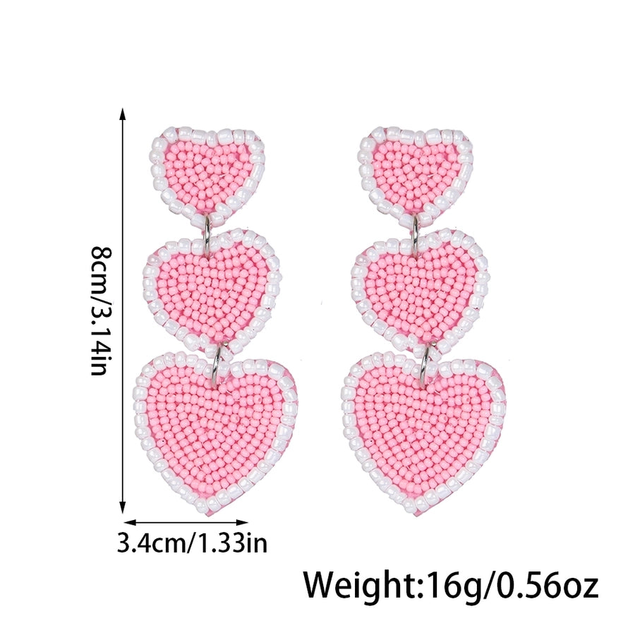 Heart Beaded Drop Earrings