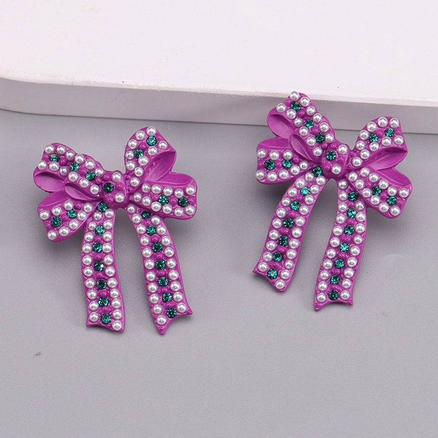 Bowknot enamel ear studs