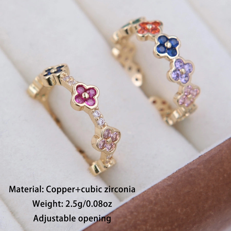 Four Leaf Clover Zircon Open Rings