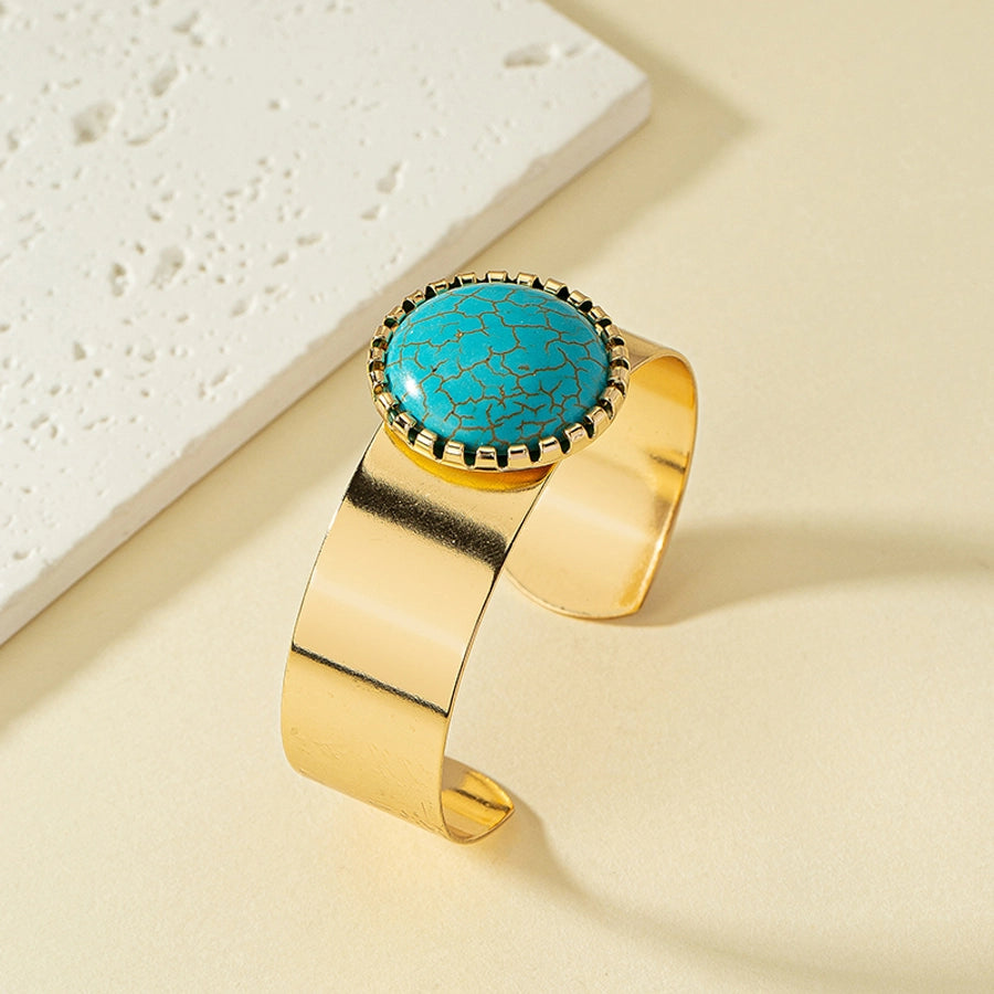 retro ethnic style round turquoise alloy  cuff bracelets