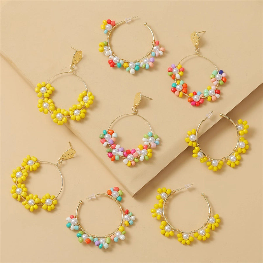 Flower Hoop Earrings