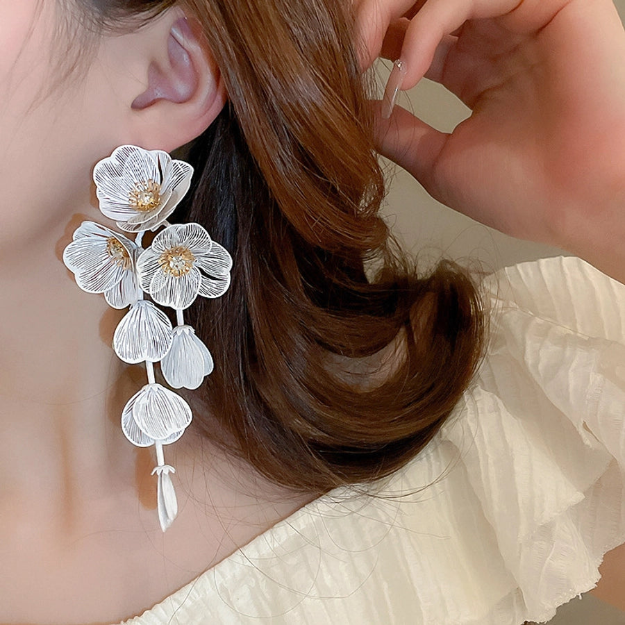 Flower Petal Tassel Earrings