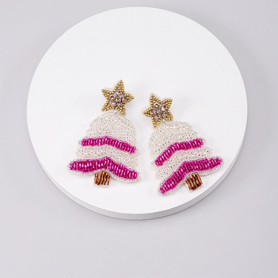 Holiday PINK Tree Drop Earrings